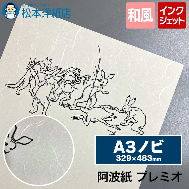 阿波紙 プレミオ 楮 180g/平米 A3ノビ 329×483, 高品質 高画質 和紙 印刷 楮 麻 和風 紙 色紙 あわわし..