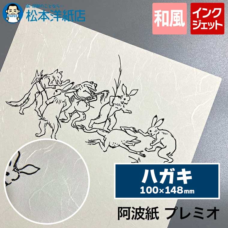 阿波紙 プレミオ 楮 雲流 ハガキ 100×148mm, 高品質 高画質 和紙 印刷 楮 麻 和風 紙 色紙 あわわし あ..