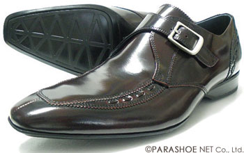 ALFRED JONES 本革 モンクストラップ ビジネスシューズ バーガンディー（ダークワイン） ワイズ3E（EEE）/メンズ・革靴・紳士靴