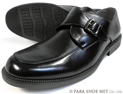 楽天靴のパラダイスS-MAKE（エスメイク）モンクストラップ ビジネスシューズ 黒 ワイズ3E（EEE）幅広タイプ 27.5cm、28cm（28.0cm）、29cm（29.0cm）、30cm（30.0cm）【大きいサイズ（ビッグサイズ）メンズ紳士靴】