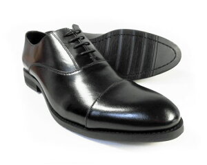 PARASHOE 本革 内羽根ストレートチップ（キャップトゥ）ビジネスシューズ 黒（ブラック）ワイズ3E（EEE）【マッケイ製法・メンズ革靴・紳士靴】