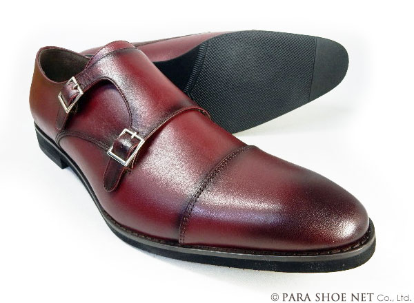 PARASHOE 本革 ダブルモンクストラップ ビジネスシューズ ワイン 赤茶色 ワイズ 4E EEEE 27.5cm 28cm 28.0cm 28.5cm 29cm 29.0cm 29.5cm 30cm 30.0cm 31cm 31.0cm 32cm 32.0cm 【大きいサイズ …