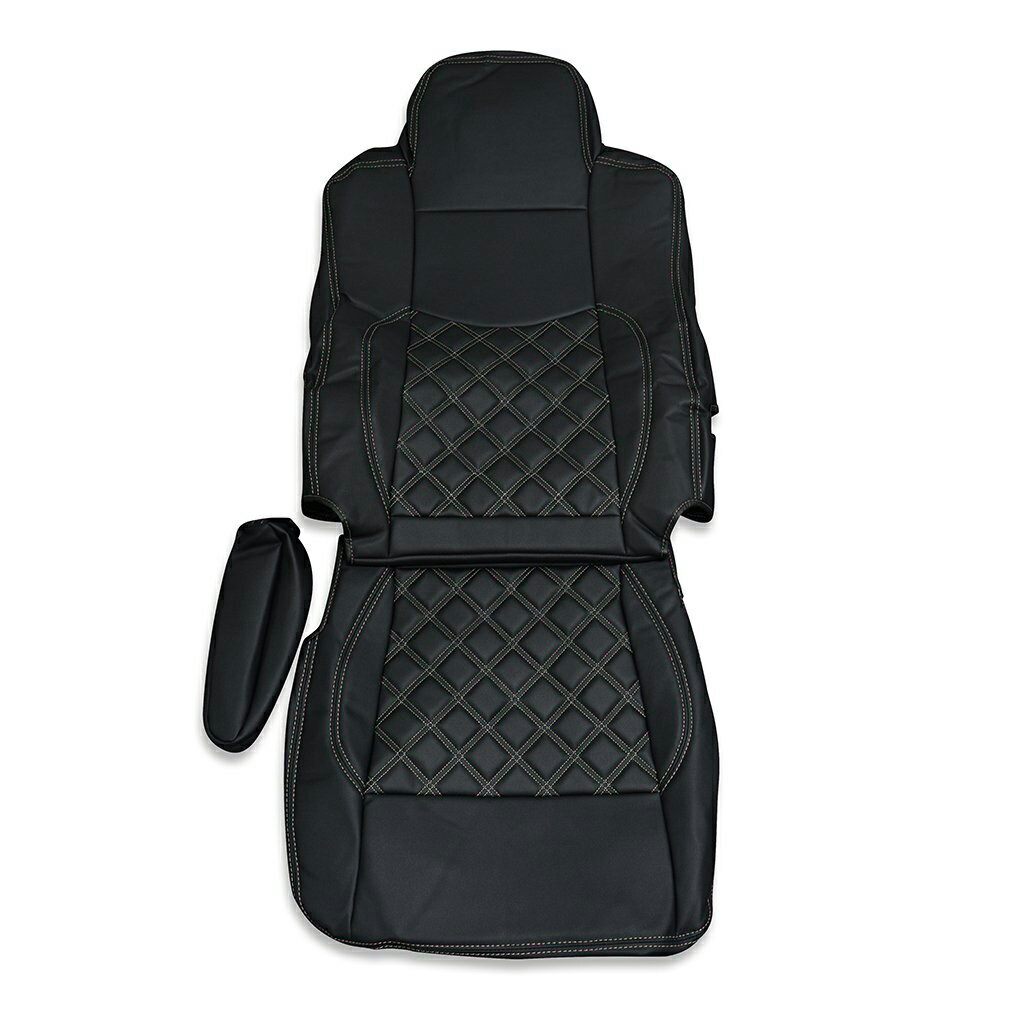 三菱ふそう スーパーグレート シートカバー 艶無し 黒 運転席用ダイヤモンドブラックステッチ AP-CV005R-BK