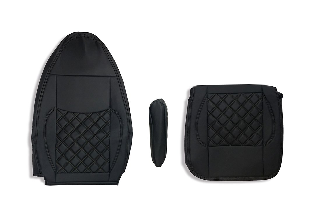 三菱ふそう ベストワン ファイター シートカバー 艶無し 黒 運転席用 ダイヤモンドブラックステッチ AP-CV006R-BK