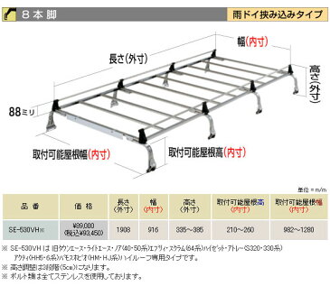 ROCKY/ロッキー　業務用ルーフキャリアオールステンレス製適合車種：ハイゼットカーゴ　S320V系・S330V系タイプ：ハイルーフ[品番： SE-530VH ]　8本脚【smtb-k】【kb】【楽天カード分割】