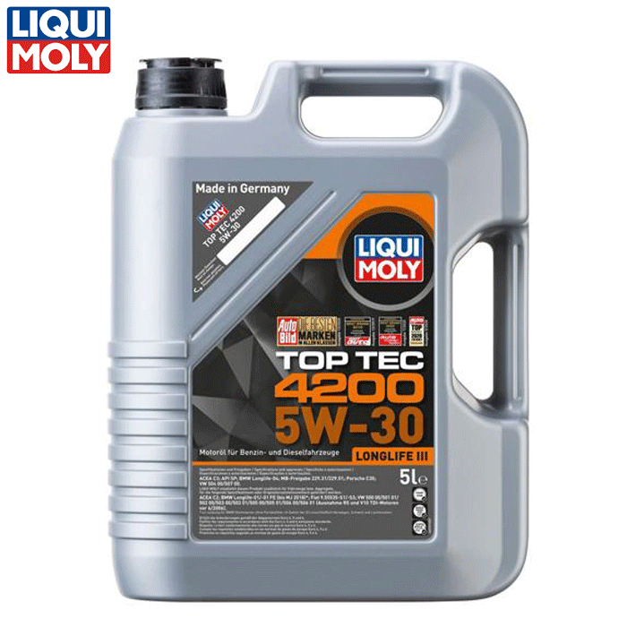 LIQUI MOLY（リキモリ） トップテック4200 5W30 5L 20904 ドイツのオイル・ケミカルのトップメーカー 高性能エンジンオイル 自動車メーカーから承認（アプルーバル）されている製品 ガソリン・ディーゼル兼用 SP C3 水素化分解合成油