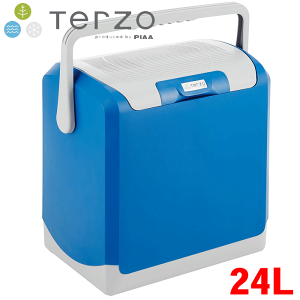 TERZO エクセルクールソリッド 24L EA-CB2 車載DC12V専用ファン付き保冷庫 2年保証付 40W クーラーボックス 持ち運び 大型ハンドル付き 外気温より-15度 2Lペットボトルが縦6本 蓋取り外し可能