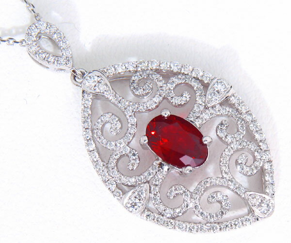 乐天商城 - 【中古】★じゅえりぃ ばんく★ ルビーの最高峰 ビルマ産 逸品 ピジョンブラッド ！ PT ルビー ダイヤモンド ネックレス【GIA産地指定鑑別書付】PIGEON'S BLOOD ほぼ1ct ヴィヴィットレッド 綺麗なルビーをお探しの方必見！！