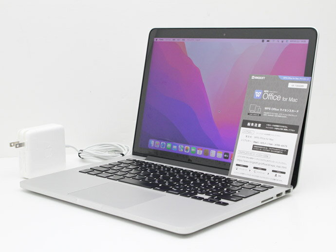 Apple Macbook Pro アップル 13-inch,Early 2015 MF839J/A WPS Office付き Core i5 5257U 2.7GHz メモリ 16GB SSD 256GB A1502 マックブックプロ Cランク C42T【中古】