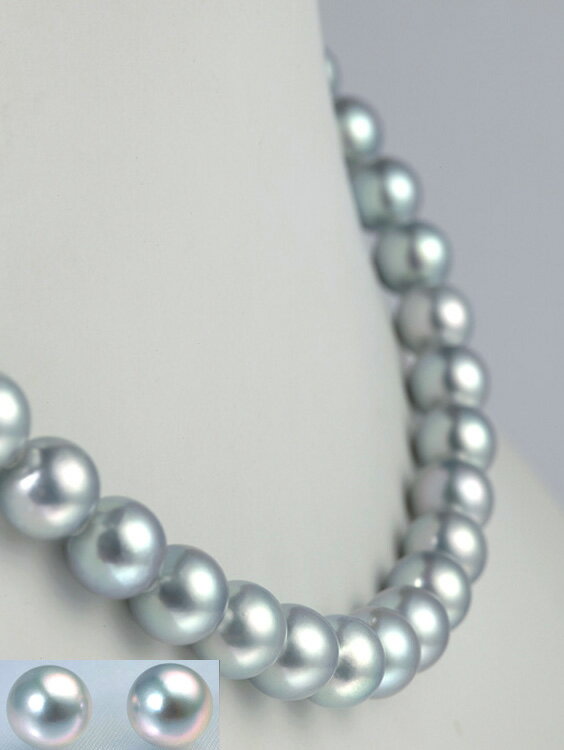 真珠ブルーグレーネックレスセット/8.5-9.0mm アコヤ真珠 パールネックレス