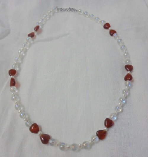 リボン水晶×真珠ネックレス・メノウ...