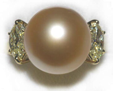 真珠屋さん 伊勢志摩 【Gold Lip花珠鑑別】天然ゴールド 13.3mm 白蝶真珠 ダイヤモンド1.263ct K18リング　｜パール｜花珠｜結婚式ウエディング｜真珠専門店｜通販｜送料無料