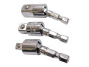 ユニバーサルジョイント 首振り式 ソケット アダプター セット 3pc 差込角度 1/2(12.7mm) 3/8(9.5mm) 1/4(6.3mm) 角度あり ...