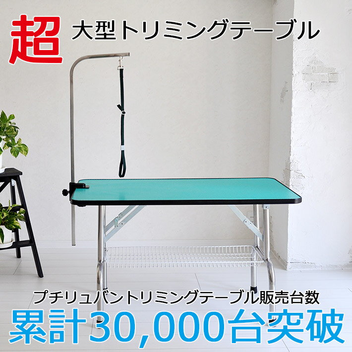 【おすすめ】 トリミングテーブル 外付けアーム付 超大型LLサイズ カゴ付 高さ65cm 110cm×60cm PVC 折畳機能付 送料無料