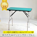 【おすすめ】トリミングテーブル GS78L アーム無し アジャスター付 高さ78-81cm グリーン×ステンレス 台面86×51cm 折りたたみ トリミング台 ...