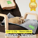 【お買い物マラソン期間中ポイントUP】ペット毛布 2枚セット リバーシブル 70×100cm アイボリー ブラウン グレー ネイビー オールシーズン ひざ掛け ブランケット ペット 犬 猫 小動物 送料無料 郵送