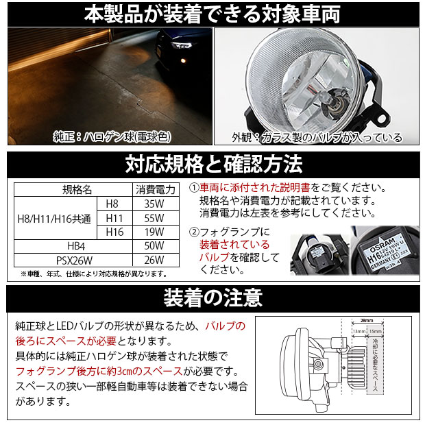 ☆単☆凌駕-RYOGA- L8500 LEDフォグランプキット 明るさ：8500lm(ルーメン) LEDカラー：イエロー 色温度：3000K(ケルビン) バルブ規格：H8/H11/H16共通【2年間保証】 2