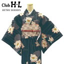 【レトロモダンきもの】【着物単品】H・L 着物【No.88】黒 蓮 花【選べる8柄】きもの 小紋 袷 女子会 イベント おしゃれ かわいい レトロ お出かけ 京...