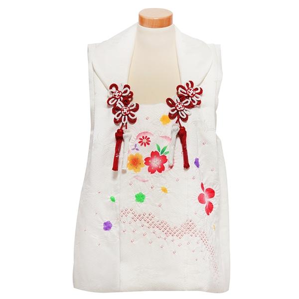 【 三歳用 被布コート】七五三着物 正絹【瞳】白系 梅取に桜柄 【日本製】七五三 和装 着物 3歳 女の子 お正月 雛祭り 記念日 イベント【S】