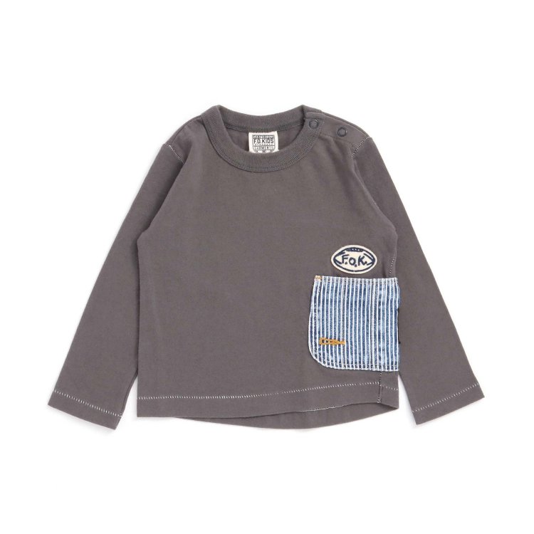 【セール30%OFF】【メール便OK】エフオーキッズ F.O.KIDS ヒッコリーポケットTシャツ【男の子】【80-140】【r406169】