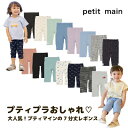 【メール便送料無料】【プティマイン 7分丈レギンス】petitmain プチマイン レギンス パンツ ズボン 無地 ボーダー 恐竜 車 ロゴ 総柄 消防車 アイスクリーム シェル 貝 ハート 刺繍