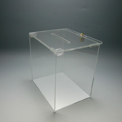 Rakuten - 【旧型モデル　プラスチック蝶番 】ボックス募金箱Tタイプ　中　鍵付　幅20cm