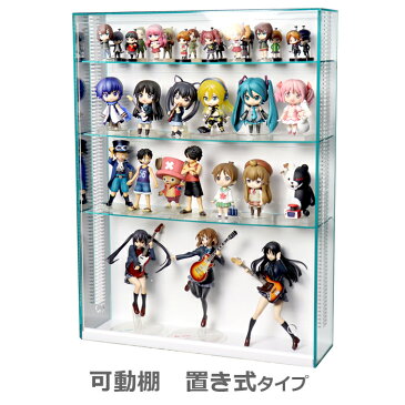 【 送料無料 可動棚 置き式 】アクリルコレクションケース/フィギュアケース/ガラス色 L 背面白 フロントオープン式 幅45cm/奥行13cm/高さ60cm 棚板4枚付