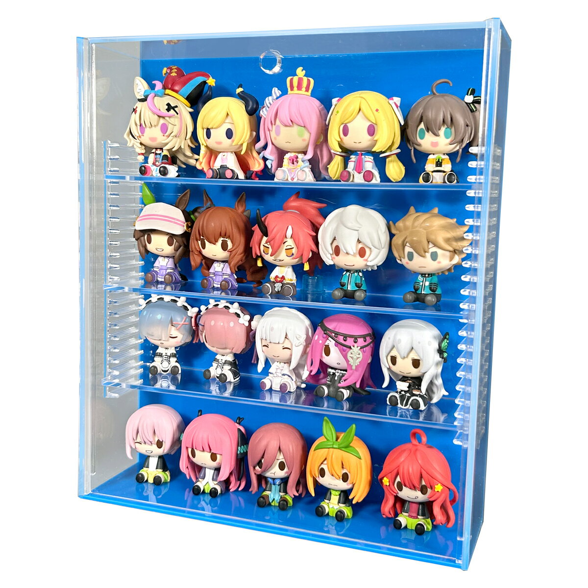 【可動棚】ミニフィギュア・アクスタ専用アクリルコレクションケース 幅22cm (背面底板ブルー)