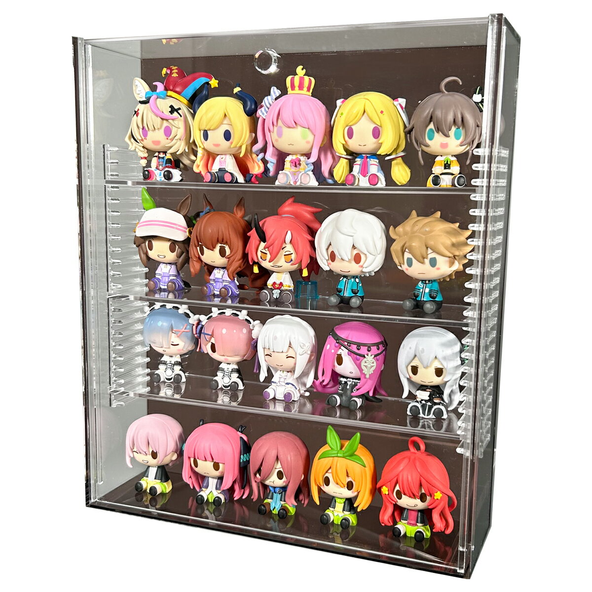 【可動棚】ミニフィギュア・アクスタ専用アクリルコレクションケース 幅22cm (背面底板：ブラウンスモーク)
