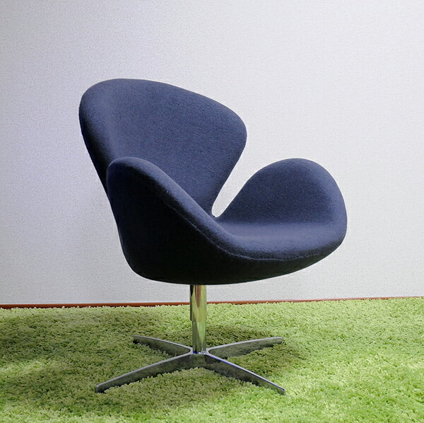 スワンチェア　ファブリック仕様 　色ダークグレー　アルネヤコブセンによるデザイン　リプロダクト　ジェネリック　デザイナーズ家具　クラシックデザイン　パーソナルチェア　1人掛け　1人用　いす　椅子　イス