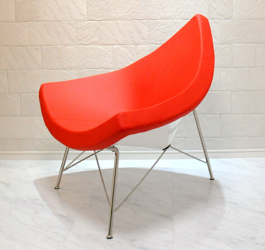 ココナッツチェア　色レッド　ジョージネルソンによるデザイン　リプロダクト　ジェネリック　デザイナーズ家具パーソナルチェア　1人用　1人掛け　いす　イス　椅子　ソファ