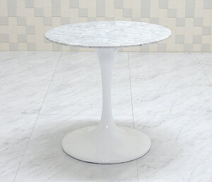 チューリップテーブル 大理石天板 天板直径50cm　色ホワイト　エーロサーリネンによるデザイン　リプロダクト　ジェネリック　デザイナーズ家具　パーソナルテーブル　サイドテーブル　ダイニングテーブル