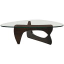 コーヒーテーブル　イサムノグチによるデザイン　ガラス天板19mm　木製脚　色ウォールナット　センターテーブル　ちゃぶ台　リプロダクト　ジェネリック　デザイナーズ家具