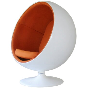 ボールチェア/エーロ・アールニオ デザイン/ホワイト×オレンジ Eero Aarnio ball chair　ミッドセンチュリー　パーソナルソファ　一人掛け　リビング家具　応接家具　デザイナーズ家具　北欧