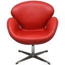 スワンチェア レザー仕様 色レッド　総本革　アルネヤコブセンによるデザイン リプロダクト ジェネリック デザイナーズ家具　イス　いす　椅子 パーソナルチェア　カウンターチェア