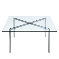 バルセロナテーブル ガラス天板1000mm×1000mm ミースファンデルローエによるデザイ...