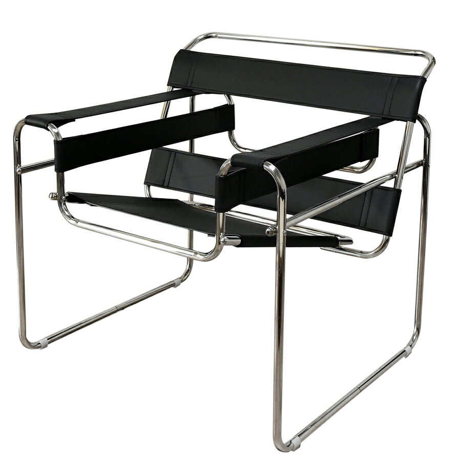 ワシリーチェア PVC仕様　色ブラック マルセルブロイヤーによるデザイン　リプロダクト　ジェネリック　デザイナーズ家具　パーソナルチェア ラウンジチェア　1人掛け イス いす 椅子