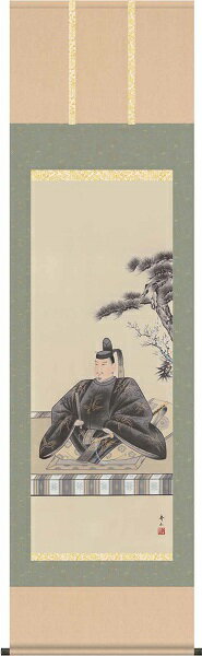 【お得クーポン配布中】掛軸/慶祝・縁起画/天神/天神/鈴村秀山/三美会/洛彩緞子本表装/尺五サイズ幅54.5cm/桐箱畳紙収納/表装品質十年保証