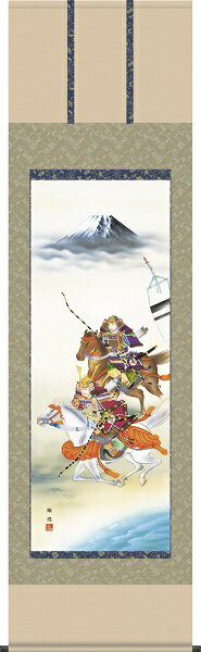 【お得クーポン配布中】掛け軸/節句画/武者・兜/大成武者/工藤翔悠/悠創会/正絹二丁本表装/尺五サイズ幅54.5cm/桐箱畳紙収納/表装品質十年保証/端午の節句掛軸 初節句 こどもの日