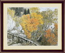 【お得クーポン配布中】日本の名画 日本画樵径深秋 川合玉堂F4 42×34cm手彩仕上 高精細巧芸美術画インテリア 額入り 額装込 アート ギフト 巣ごもり