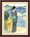 【お得クーポン配布中】日本の名画 日本画燈籠流し 竹久夢二F6 52×42cm手彩仕上 高精細巧芸美術画インテリア 額入り 額装込 アート ギフト 巣ごもり