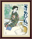 【お得クーポン配布中】日本の名画 日本画晩春 竹久夢二F4 42×34cm手彩仕上 高精細巧芸美術画インテリア 額入り 額装込 アート ギフト 巣ごもり