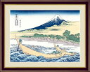 【お得クーポン配布中】日本の名画 浮世絵 富嶽三十六景東海道江尻田子の浦略図 葛飾北斎F4 42×34cm手彩仕上 高精細巧芸美術画 風景画インテリア 額入り ...