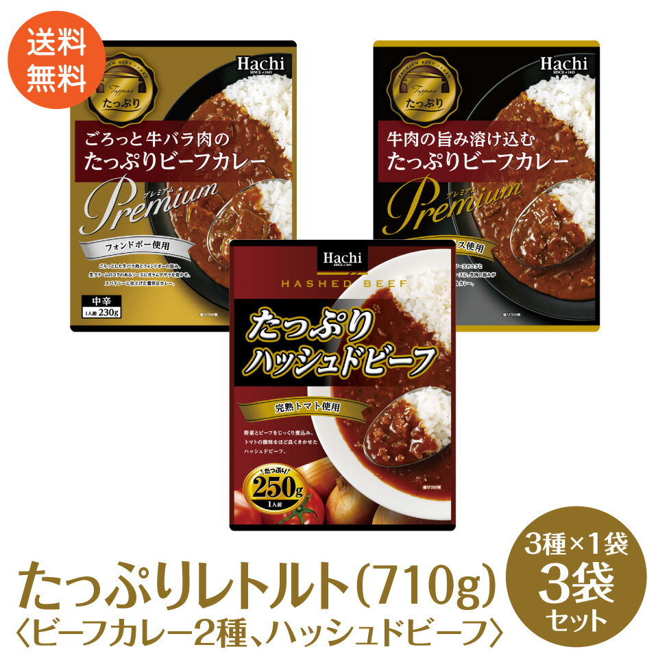 プレミアム ビーフカレー 2種 各1袋 ハッシュドビーフ 1袋 セット 計3袋 710g 1000円ポッキリ 送料無料 ポスト投函便 カレーのサムネイル