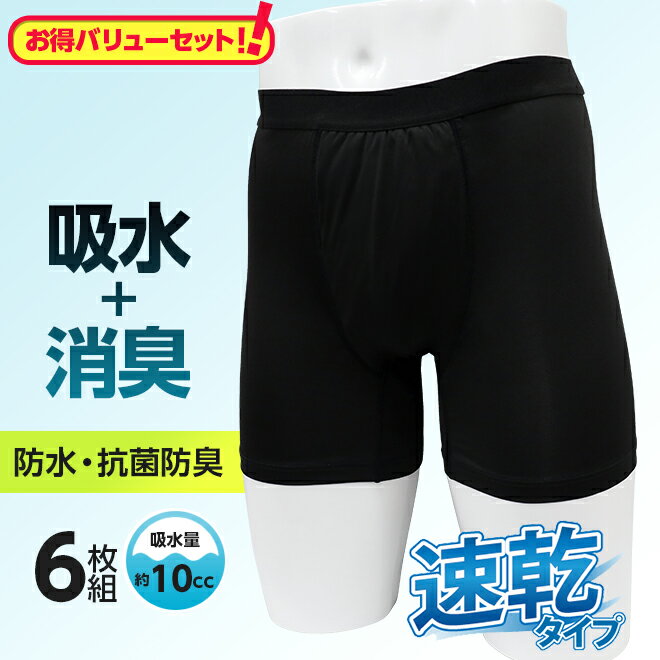 50%OFF 値下げ 3枚組×2セット 10cc 吸水消臭パンツ 男性用 父の日 ボクサーパンツ 　スマートスタイル 東洋紡の吸水性繊維ランシール使用　 おしゃれ 尿漏れパンツ 失禁ショーツ メンズ / 軽中失禁 無地 辻一株式会社 値下げ 1