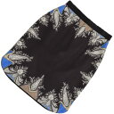 ジバンシー GIVENCHY ジャージースカート ひざ下丈 シルク ペイズリー 柄 ストレッチ スカート レディース ブラック ブルー ホワイト 黒 白 青 M...
