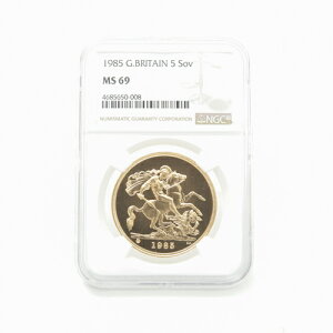 イギリス 1985年銘 5ポンド金貨 NGC MS 69 DCAM ソブリン金貨 エリザベス2世 セントジョージと龍 プルーフ 鑑定済 ゴールド 金 新品同様 中古 i202012408