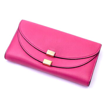 クロエ Chloe 二つ折り財布 GEROGIA 長財布 ジョージア ダブルフラップ ゴールド金具 レザー レディース ドリーミーピンク 【中古】 r2021792