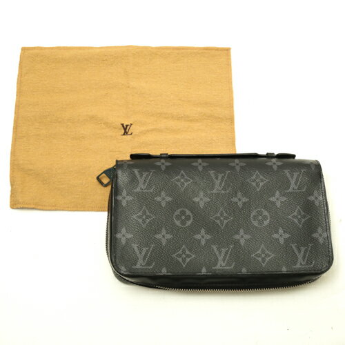 ルイヴィトン Louis Vuitton ジッピーXL モノグラム・エクリプス キャンバス M61698 ラウンドファスナー 長財布 クラッチバッグ セカンドバッグ レザー メンズ 黒 ノワール ブラック 【中古】 r2021846