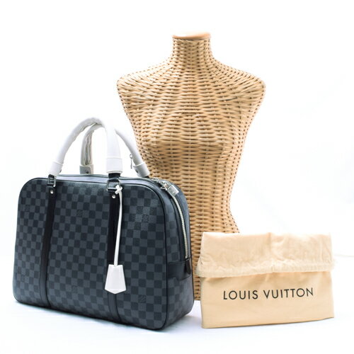 ルイヴィトン LOUIS VUITTON ポルトドキュマン・ヴォワヤージュ ホワイトハンドル N51195 ダミエ・グラフィット ビジネスバッグ ブリーフケース メンズ 黒 白 ブラック ホワイト 美品 【中古】e061